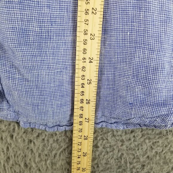 Boho Chic Shirt Womens Small Blue 100% Linen Button Up Long Sleeve - Picture 4 of 12